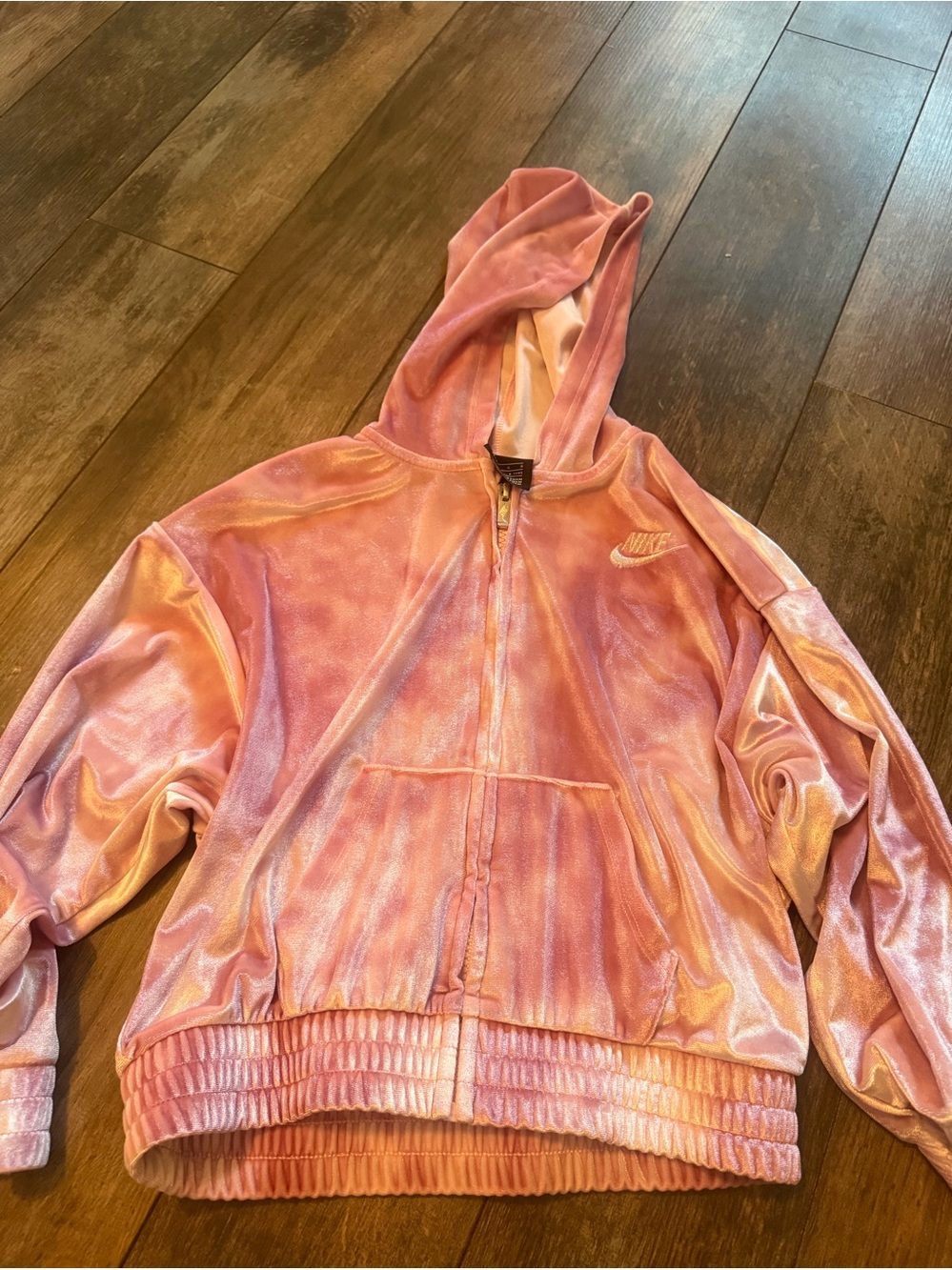 Nike Kids Pink Velour Zip-Up Hoodie Jacket size 6x girls
